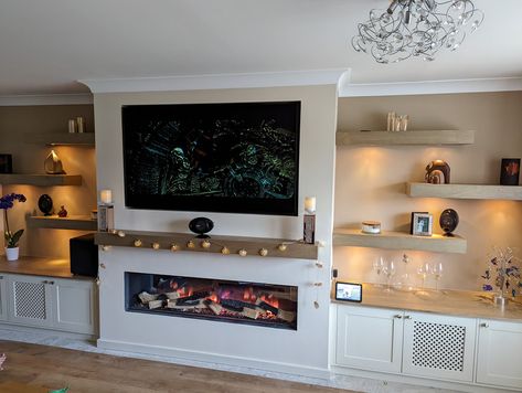 Media Wall With Fireplace, Wall With Fireplace, Wall Units With Fireplace, Built In Tv Wall Unit, Fireplace And Tv, Media Walls, Fireplace Feature Wall, Feature Wall Living Room, New House Living Room