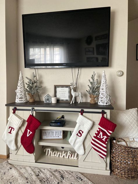 Christmas Decorations Ideas Tv Stand, Tv Christmas Tree, Under Tv Christmas Decorations, Fall Decorations Tv Stand, Farmhouse Decor Tv Stand, Over Tv Christmas Decor, Christmas Living Room Tv Stand, Christmas Tree Next To Tv Stand, Tv Decor Christmas