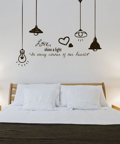 Vinyl Wall Decal Sticker Love Light #1324 -- I love this one, too! Wall Drawing Ideas Bedroom, Wall Drawing Bedroom, Wall Drawing Ideas, Simple Wall Paintings, Wall Decals Living Room, Wall Drawings, Creative Wall Painting, Diy Wall Painting, Bedroom Wall Designs