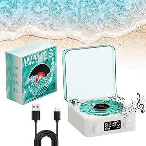 The Waves Vinyl Player, Vintage Vinyl Record Player Bluetooth Speaker, Wireless Portable The Waves Vinyl Player with Adjustable Lights for Bedroom, Office, Party (White) Record Vinyl, Cute Record Player, Cool Cd Player, Water Speakers, Vintage Vinyl Record Player, Cd Player Portable, Record Player Speakers, Bluetooth Record Player, Vinyl Bluetooth Speaker