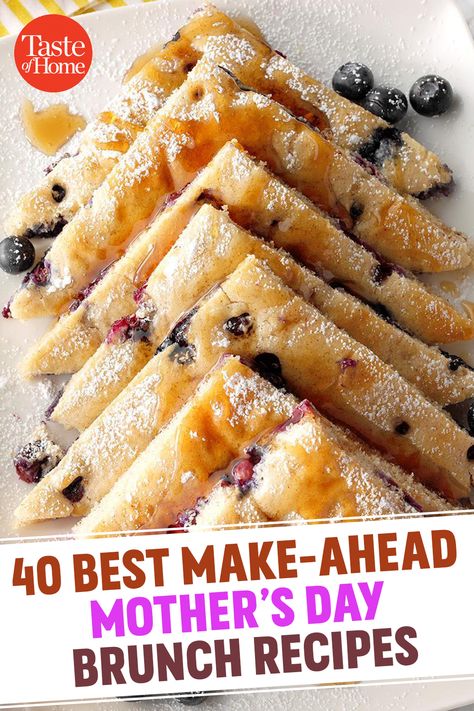 Sunday Brunch Party Ideas, Make Ahead Mother's Day Brunch, Small Group Breakfast Ideas, Take Along Breakfast Ideas, Mothers Day Brunch Ideas Food Make Ahead, The Best Brunch Ideas, Make Ahead Mini Pancakes, Birthday Brunch Menu Ideas Easy, Easy Diy Brunch Ideas