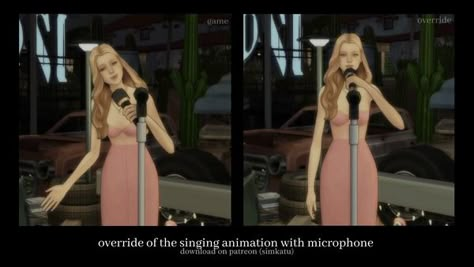 override of the singing animation with microphone | Patreon Sims 4 Singing Mod, Movie Override Sims 4, Sims 4 Singing Animation, Sims 4 Music Override, Sims 4 Animation Override, Ts4 Override, Singing Animation, Ts4 Animation, Funny Singing