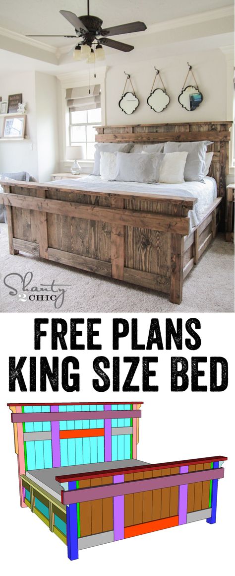 King Size Bed Diy King Size Bed, Diy Seng, Apartemen Studio, Letto King Size, Koti Diy, Free Woodworking Plans, Bed Plans, Woodworking Plans Diy, Woodworking Plans Free