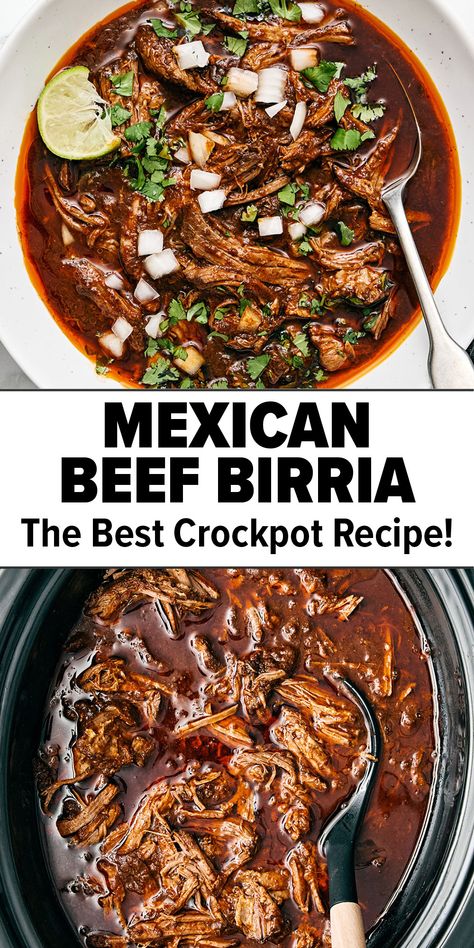 Mexican beef birria crockpot recipe Cheap Yummy Dinner Ideas, Crockpot Recipes Birria, Super Yummy Dinner Ideas, Slow Cooked Beef Tacos, Crockpot Mexican Meals, Comfy Dinner Recipes, Budget Crockpot Meals Healthy, Mexican Inspired Recipes, Birria In Crock Pot