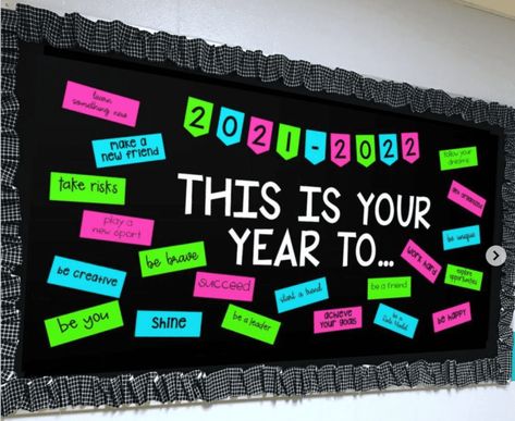 90 Back-to-School Bulletin Board Ideas from Creative Teachers Welcome Back Bulletin Board Ideas Middle School, Hallway Displays Elementary, School Entryway Ideas Elementary, Start Of School Year Bulletin Board, New Year Bulletin Boards For School, School Entrance Decor Ideas, Counseling Bulletin Boards, Middle School Bulletin Boards, Inspirational Bulletin Boards