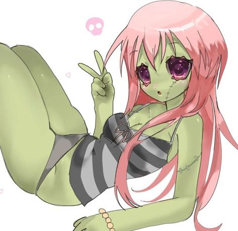 Zombie Girl, I Love Her, Zombie, Love Her, Sketch, Hair, Anime, Pink