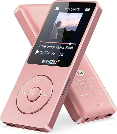 Amazon.com: RUIZU 32GB MP3 Player with Bluetooth 5.3, 1.8" Screen Portable Music Player, FM Radio, Voice Recording, EBook, Shuffle Single Loop, 80H Digital Audio Video Playback, Lightweight, Support 128GB TF Card : Electronics Mp3 Aesthetic, Mp3 Player Aesthetic, Portable Music Player, Wishlist Ideas, Voice Recording, Retro Gadgets, Random Aesthetic, Voice Recorder, Music Items