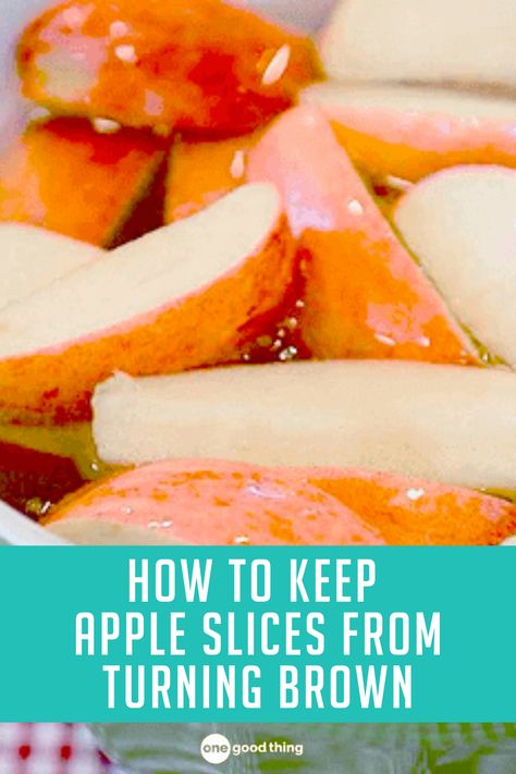 apple slices in a bowl of water with text overlay "how to keep apple slices from turning brown" Apples Browning Prevent, What To Put On Apples So They Dont Brown, How Do You Keep Apples From Browning, Preserving Apples Slices, How To Keep Cut Apples From Browning, How To Prevent Apples From Browning, How To Keep Sliced Apples Fresh, Apple Slices Browning, How To Keep Apple Slices From Browning