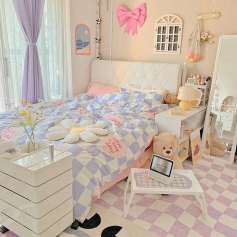 Korean Pastel Bedroom, Cute Korean Room Ideas, Room Ideas Korean Aesthetic, Room Decor Bedroom Danish Pastel, Korean Room Pastel, Korean Rooms Aesthetics, Aesthetic Korean Bedroom Ideas, Kawaii Pastel Room Aesthetic, Cute Room Ideas Aesthetic Korean