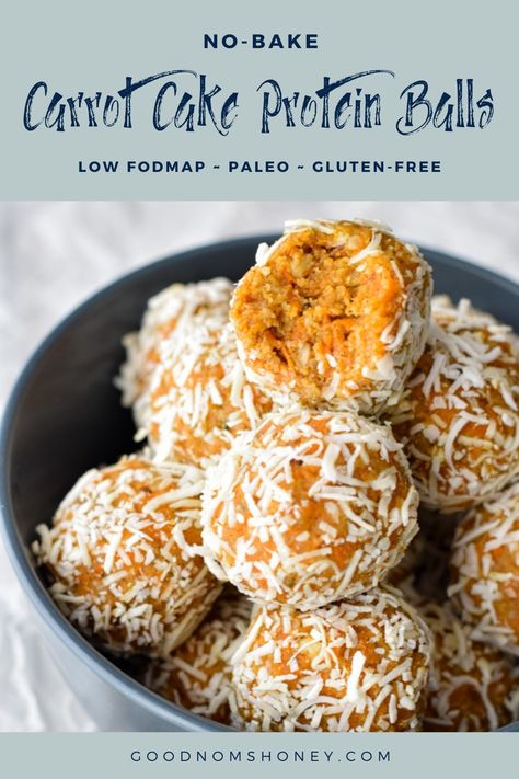 Low Fodmap Keto, Carrot Cake Protein Balls, Low Fodmap Desserts, Vegan Fodmap, Fodmap Protein, Cake Protein Balls, Carrot Cake Energy Balls, Carrot Cake Protein, 2023 Meals