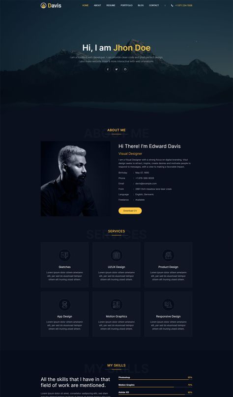 Personal Portfolio HTML Website Template Website Cv Design, Portfolio Profile Picture, Web Dev Portfolio Design, Portfolio Website Ui Design, Website Design Portfolio Inspiration, Software Developer Portfolio Website, Web Designer Website Portfolio Site, Best Portfolio Design Ideas, Personal Web Design