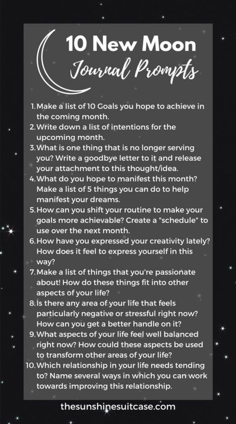 New moon journal prompts will help you harness the new moon energy start something new, set intentions, and reach your goals! New Moon Meals, New Moon To Do List, Aquarius New Moon Journal Prompts, New Moon Release Ritual, New Moon Journal Page, New Moon Worksheet, New Moon In Leo Journal Prompts, Aries New Moon Journal Prompts, New Moon Ritual Aesthetic