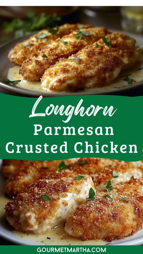 Longhorn Steakhouse Parmesan Crusted Chicken Longhorn Crusted Chicken, Parmesan Crusted Chicken Longhorn Recipe, Chicken Crusted Parmesan Recipe, Longhorn Steakhouse Wings Recipe, Cheesecake Factory Chicken Parmesan, Dinner Ideas Stuffed Chicken, Longhouse Steakhouse Parmesan Chicken, Long Horns Parmesan Crusted Chicken, Airfryer Parmesan Crusted Chicken