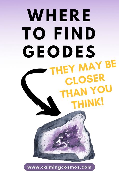 Curious about where you can find geodes? They might actually be closer than you think! 🌍✨ Discover these hidden treasures of nature in my latest blog post. Find unexpected geode hunting spots and embark on a rock-solid adventure! #Geodes #FindGeodes #WhereToFindGeodes #GeodeHunting #NatureTreasures #HiddenGems #Rockhounding #CrystalHunting #WhereToFindCrystals #HowToFindGeodes #BestPlacesToFindGeodes #FindCrystalsInNature #FindCrystalsInBackYard #GeodeHuntingTips #Crystals How To Find Geode Rocks, Geode Hunting, Geode Rocks, Minerals And Gemstones, Rock Hounding, Rock Solid, Hidden Treasures, Natural Crystals, How To Know