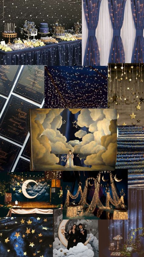 Starlight Theme Party, A Night In The Stars Theme, Van Gogh Starry Night Prom, Starry Night School Dance Theme, Starry Nights Prom Theme, Prom Bday Party, Night To Remember Prom Theme, A Night Under The Stars Prom Theme, A Night Under The Stars Theme Quince