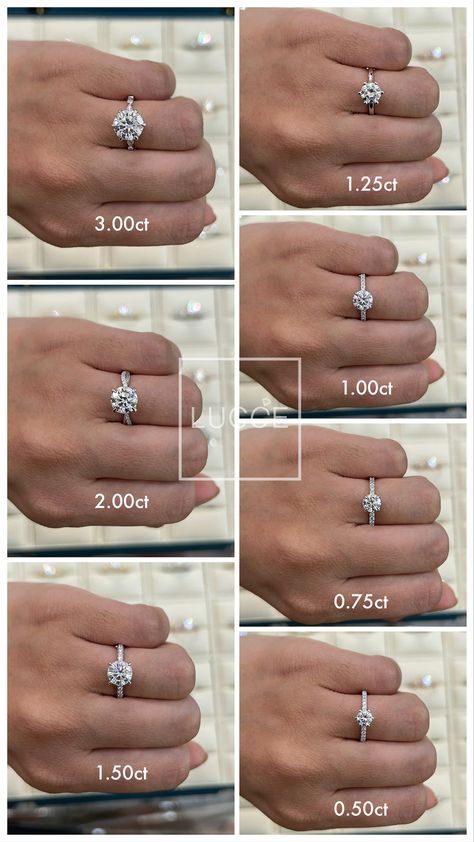 Wedding Rings Carat Size, Engagement Ring Carat Size Chart, Carat Ring Size Chart, Karat Ring Size Chart, Shapes Of Wedding Rings, Wedding Ring Carat Size, Diamond Ring Size, 2 Carat Circle Engagement Ring, .75 Ct Engagement Ring