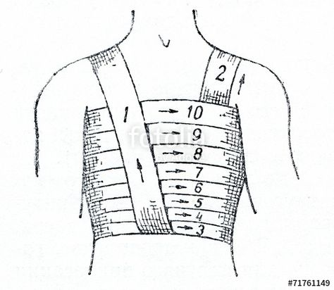 RR14.12 'Darcy sat up and allowed his valet to wind a long linen bandage around his chest, which only partially covered the mess.' Bandage Wrapping Chest, Chest Wrap Bandage, Bandaged Character Designs, Chest Bandage Wrap Anime, Chest Binding With Bandages, Bandage Tutorial, Bandage Reference, Aesthetic Bandages, Bandage Arm Aesthetic