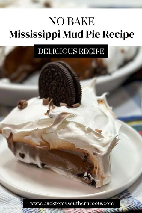 Craving an indulgent dessert but don’t want to turn on the oven? This No-Bake Mississippi Mud Pie recipe is a chocolate lover’s dream come true! This recipe combines layers of chocolate goodness in an easy, no-bake format. Mississippi Mud Pie Recipe Easy, Mississippi Mud Bars Recipes, Mississippi Mud Pie Easy, Chocolate Mud Pie Recipe, Mississippi Mud Pie Recipe, Mud Brownies, Old Fashioned Chocolate Pie, Homemade Chocolate Pie, Mud Pie Recipe