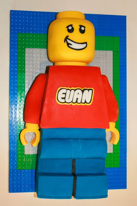 Lego minifigure man cake Lego Minifigure Cake, Lego Man Cake, Lego Ninjago Birthday, Cake 3d, Ninjago Birthday, Man Cake, Lego Man, Lego Birthday, Lego Figures