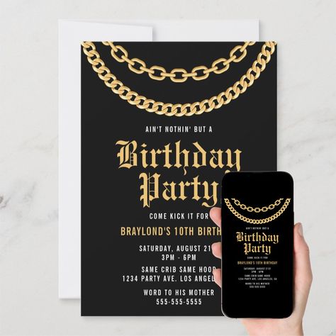 50th Hip Hop Birthday Party, Hip Hop Birthday Invitations, Hip Hop Invitations, 90s Hip Hop Birthday Party Theme, Men Birthday Party Themes, Hip Hop 1st Birthday Party, Rap Themed Birthday Party, Hip Hop Themed Birthday Party, Hip Hop Party Invitations