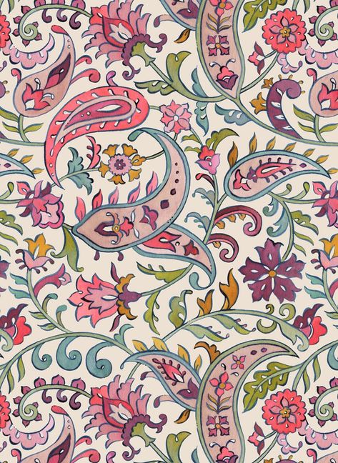 Kani Pattern, Ethnic Print Pattern, Prints Inspiration, Frock Pattern, Paisley Print Design, Watercolor Flowers Pattern, Botanical Flower Art, Fabric Print Design, Mughal Paintings