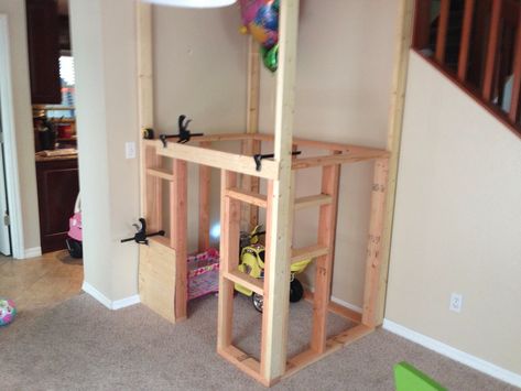 The Duncan Family: Indoor Playhouse Playhouse With Loft, Kids Jungle Room, Indoor Forts, Kids Indoor Playhouse, Playhouse With Slide, Childrens Playhouse, Indoor Playroom, Diy Playroom, Indoor Playhouse