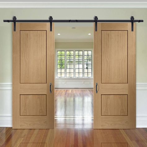 Thruslide Traditional Piacenza Oak 2P Flush Sliding Double Door  - Groove Design - Lifestyle Image.    #interiorslidingdoors #slidingoakdoors Sliding Double Door, Sliding Doors Internal, Sliding Door Window Treatments, Wooden Sliding Doors, Internal Sliding Doors, Barn Style Sliding Doors, Veneer Door, Sliding Door Track, Barn Style Doors