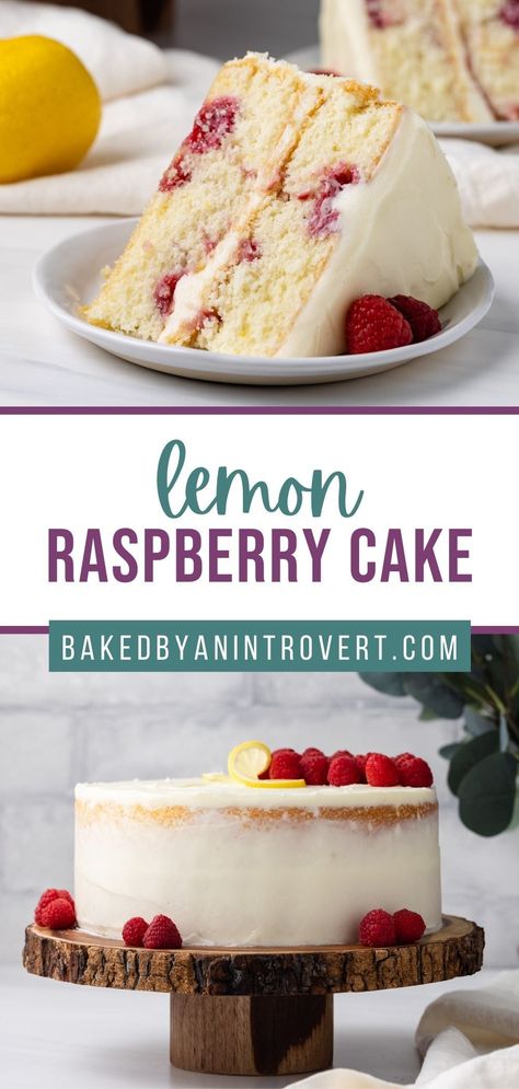 Casual Desserts, Lemon Cake With Raspberry Filling, Lemon Raspberry Cake, Raspberry Cake Recipes, Raspberry Lemon Cakes, Lemon Chiffon Cake, Modern Honey, Honey Cake Recipe, Lemon Cakes