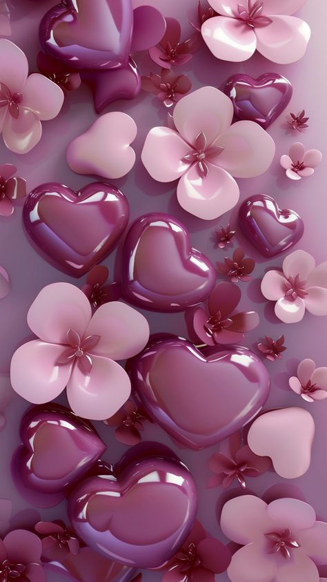 3D Valentine’s Wallpaper Iphone Wallpaper Lights, Iphone Dynamic Wallpaper, Glittery Wallpaper, Beautiful Wallpapers For Iphone, Floral Wallpaper Iphone, Phone Wallpaper Pink, Purple Hearts, Pretty Phone Wallpaper, Beautiful Wallpaper For Phone