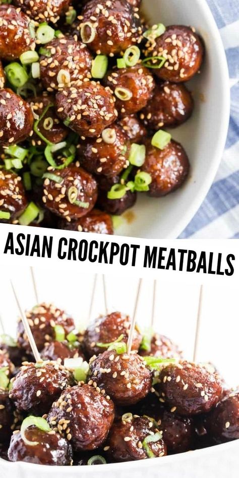 Crockpot Apps, Asian Crockpot, Crockpot Party Food, Crockpot Meatballs, Slow Cooker Asian, Meatball Appetizer Recipe, Meatball Recipes Crockpot, Asian Meatballs, Asian Appetizers