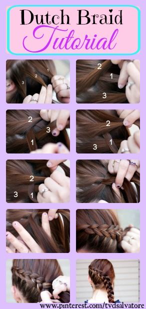 Dutch Braid Tutorial. Step-by-step. Dutch Braid Tutorial, Fun Hair, Sports Hairstyles, Braid Tutorial, Penteado Cabelo Curto, Braided Hairstyles Tutorials, Dutch Braid, Hair Dos, Dress Ideas