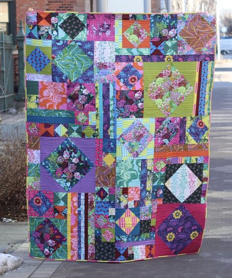 Hidden Agenda Quilt Kit featuring Anna Maria Horner Anna Maria Horner Fabric, Kaffe Fassett Quilts, Anna Maria Horner, Hidden Agenda, Charity Gifts, Boho Quilt, Quick Quilt, Scrappy Quilt Patterns, Scrap Busters