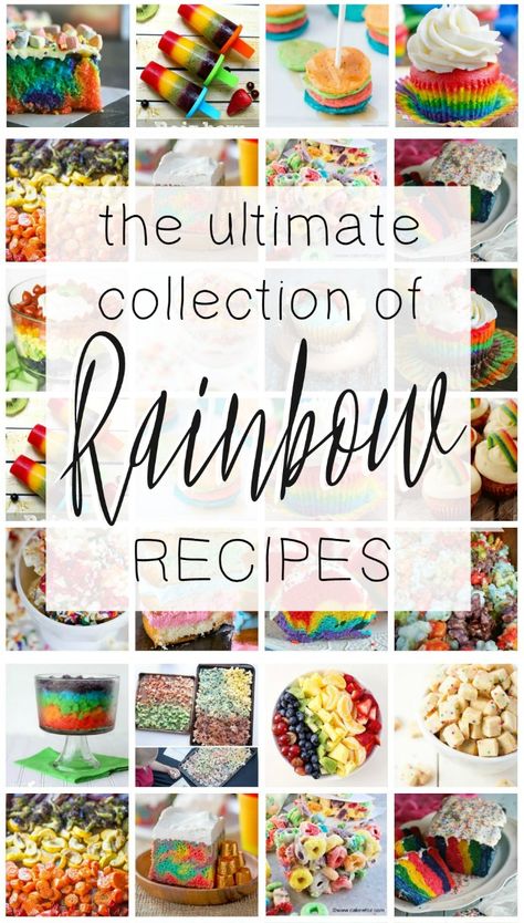 All our favorite RAINBOW RECIPES in one place. This rainbow recipe collection is sure to make your rainbow party a huge hit! Rainbow Cupcakes Ideas, Rainbow Party Food, Rainbow Recipes, Rainbow Themed Party, Rainbow Baking, Rainbow Snacks, Hot Fudge Cake, Easy Party Desserts, Rainbow Desserts