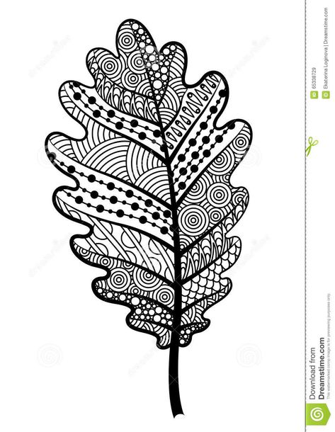 Zentangle - black and white oak leaf. Vector illustration. #vectorart #vectorillustration #graphicdesign Karpet Perca, Black And White Leaves, Zentangle Drawings, Mandala Design Art, White Leaf, Sgraffito, Zentangle Art, Zentangle Patterns, Mandala Drawing