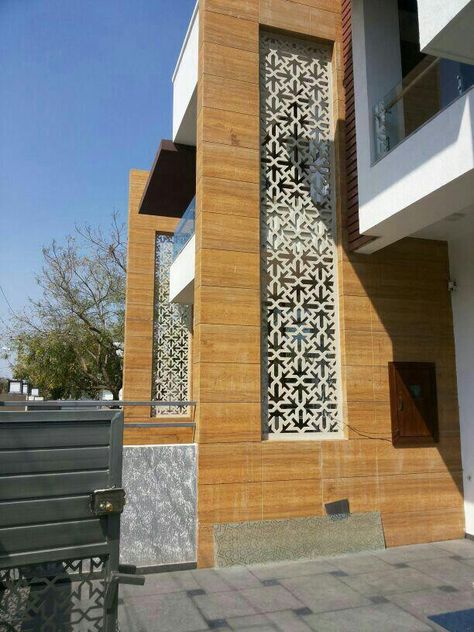 Manufacturer of stone jali and any kind of stone murals, panels etc. This beautiful stone jali for home elevation. It's a stunning piece of craftsmanship and beautifully carved design. #stonework #carveing #interior #exterior #sandstonejali #jalidesign #stonepanels #engraving #cncdesign #stoneforhome #2dpattern Stone Cnc Jali Design, Grill Design For Ots, Cnc Grill Design For Elevation, Pvc Jali Design Exterior, Elevation Jali Design, Mdf Jali Design Front Elevation, Cnc Design For Elevation, Wpc Jali Design Elevation, Jali Design Modern