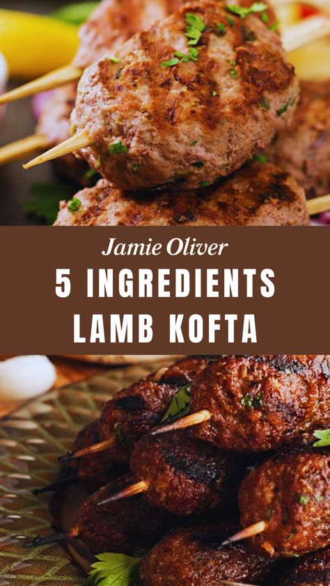 Jamie Oliver 5 Ingredients Lamb Kofta Recipes Illustration, Lamb Koftas, Lamb Kofta, Lamb Kabobs, Bbq Lamb, Lamb Kebabs, Kofta Recipe, Mini Meatloafs, Lamb Skewers