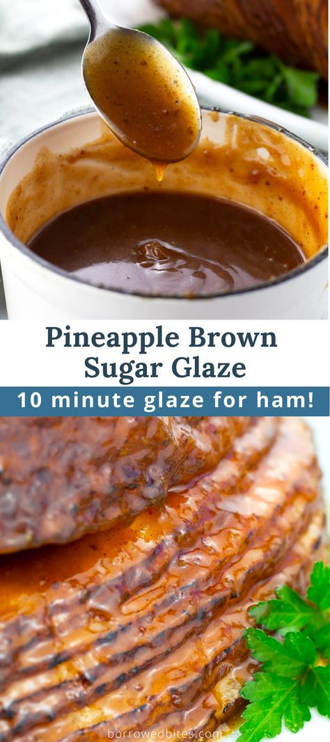 Ham Glazes With Pineapple, Brown Sugar Glazed Ham Recipes, Brown Sugar And Honey Glaze For Ham, Spices For Ham, Honey Glaze For Ham Easy, Best Ham Glaze Recipe Pineapple, Glazes For Hams, Brown Sugar Ham With Pineapple, Pineapple Sauce For Ham Easy