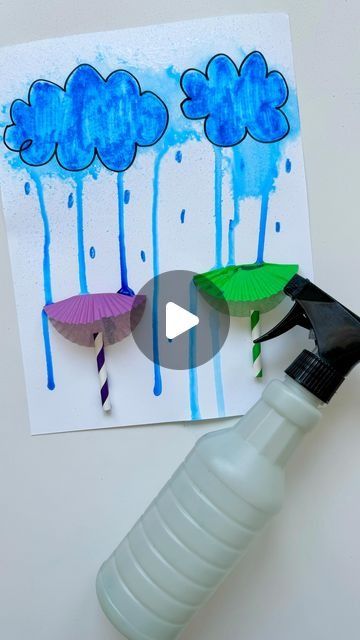 Its Raining Its Pouring Activities, Rainy Season Activity For Kindergarten, Rain Paper Craft, Children's Day Activity Preschool, Weather Activity For Preschool, Weather Related Crafts For Kids, Pre K Weather Crafts, Rainy Day Art For Toddlers, Rainy Crafts For Kids