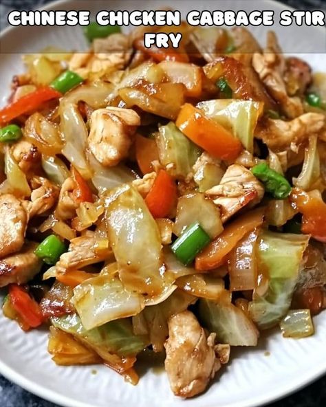 Chicken Cabbage Stir Fry, Mediterranean Diet Recipes For Beginners, Cabbage Chicken, Chicken Cabbage, Stir Fry Ingredients, Cabbage Stir Fry, Chicken And Cabbage, Mushroom Recipe, Chinese Cooking Recipes