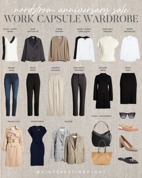 Smart Casual Work Capsule, Business Casual Closet Capsule Wardrobe, Business Casual Travel Capsule Wardrobe, Capsule Smart Casual Wardrobe, Spring Work Capsule Wardrobe 2024, Capsule Wardrobe Short Women, Work Outfit Wardrobe, Classic Neutral Capsule Wardrobe, Minimalist Casual Work Outfit