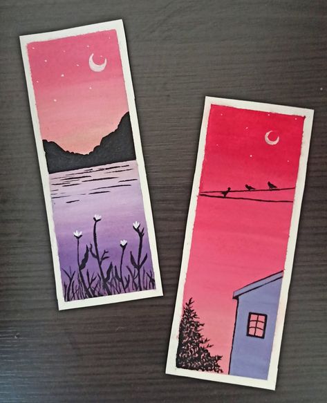 Bookmark Painting Acrylic Easy, Painting On Bookmarks, Cute Bookmarks Painting, Aesthetic Bookmarks Painting, Water Colour Bookmarks Aesthetic, Bookmarks Handmade Acrylic, Diy Bookmarks Acrylic Paint, Bookmarks Handmade Painting, Easy Bookmarks Ideas