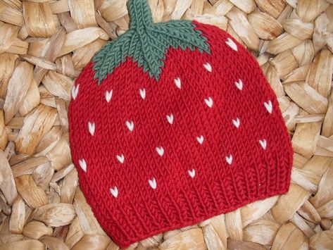 Knit Strawberry Hat, Strawberry Knitting Pattern, Baby Strawberry Hat, Strawberry Hat Crochet, Strawberry Knitting, Knit Strawberry, Knitted Strawberry, Strawberry Knit, Strawberry Hat