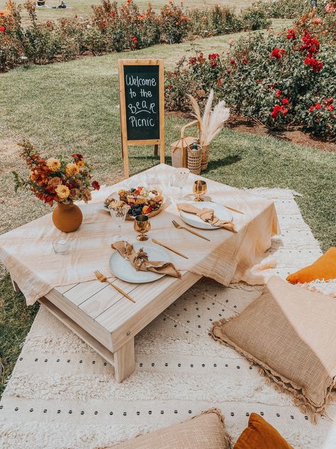 Outdoor Picknick Ideas, One Year Anniversary Picnic, Cozy Picnic Ideas, Fancy Picnic For Two, Picnic Decor Ideas Outdoor, Picnic Arrangement Ideas, Romantic Picnic Decor Ideas, Picnic Decoration Ideas, Date Decoration Ideas