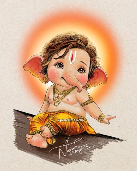 Bal Ganesha 🙏🌺 Ganapati Bappa Morya🌸 “🌟✨ Little Ganesha, the cutest blessing! 💖 Embracing the joy and innocence of new beginnings. Let’s celebrate the power of love, wisdom, and a sprinkle of mischief! 🌼🙏 #BabyGanesha #DivineCutie #BlessingsInDisguise” #balganesh #balganesha #ganesha Pencil Artwork of #lordganesha as kid 🥹 #ganpati #ganpatibappamorya 🙏🏻 #ganesh #gajanan #ganeshchaturthi #ganeshfestival Follow @pencilman786 👈🏻 if you like my #artwork [ Bal Ganesh, Cute Bal Ganesha , ... Ganesha Art Cute, God Cute Wallpaper, Cute Bappa Images, New Beginning Illustration, Bal Ganesh Cute, Bal Ganesh Wallpaper, Little Ganesha Cute, Baby Ganesha Cute, Bal Ganesh Drawing