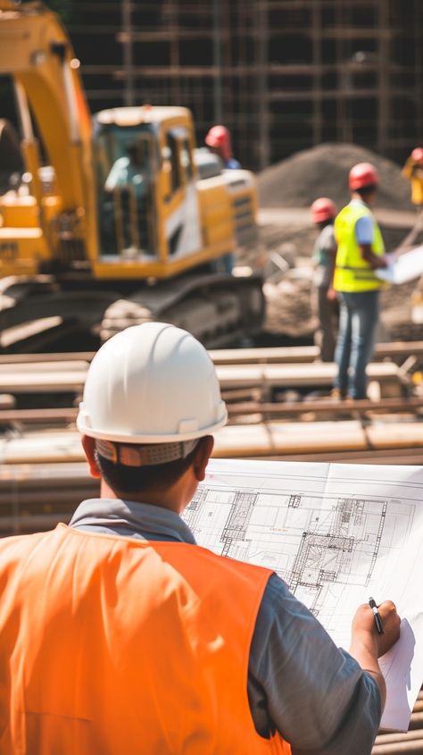 "Construction Site Planning: #EngineerInOrangeVest studies #Blueprints at busy #ConstructionSite with workers and #ConstructionMachinery in background. #ConstructionLife #SitePlanning #OnsiteEngineer #ConstructionWork #AIPortrait #EngineeringLife #DigitalArtwork ⬇️ Download and 📝 Prompt 👉 https://stockcake.com/i/construction-site-planning_261660_51584" Women In Construction Aesthetic, Contractor Aesthetic, Construction Site Photoshoot, Construction Graphic Design, Construction Photoshoot, Construction Ads, Construction Aesthetic, Construction Site Pictures, Construction Workers Photography