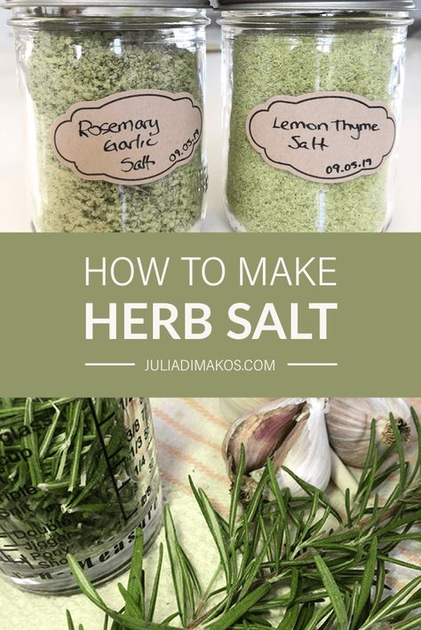 Flavored Salts Recipes, Herb Salt Recipe, Herb Salt, Finishing Salt, Spice Blends Recipes, Modern Homesteading, Spice Mix Recipes, Flavored Salts, Herb Recipes