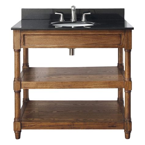 Have to have it. Avanity Montage 36-in. Weathered Oak Single Bathroom Vanity $585.00 Bathroom Vanity Black, 36 Inch Vanity, Bathroom Vanity Style, Bathroom Console, Stone Tub, Vanity Black, Bathroom Vanity Sizes, 36" Vanity, 30 Bathroom Vanity