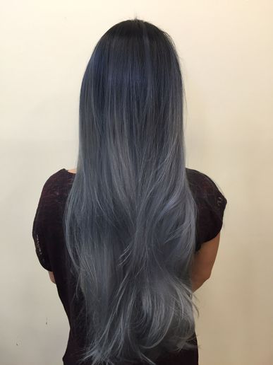 Lisa Hart, Kpop Hair Color, Charcoal Hair, Grey Ombre Hair, Denim Hair, Short Hairdos, Silver Hair Color, Grey Ombre, Grey Hair Color