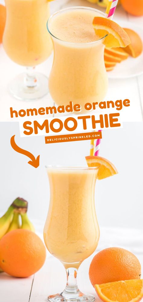 ORANGE SMOOTHIE RECIPE, summer drinks, best smoothie recipes Orange Juice Smoothie Healthy, Smoothie Recipes With Oranges, Smoothie With Oranges, Orange Smoothie Recipes Easy, Smoothie Recipes With Orange Juice, Healthy Soomthies, Acnh Recipes, Orange Recipes Healthy, Smoothie Recipes Orange