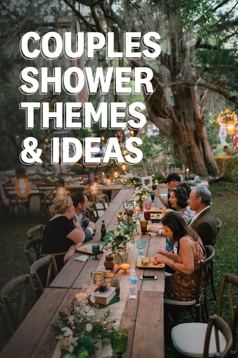 Groom And Bride Shower Ideas, Bridal Shower Themes Coed, Lawn And Garden Shower Ideas, Outdoor Couples Shower Ideas, Summer Couple Shower Themes, Unisex Bridal Shower Ideas, Wedding Shower After Wedding, Fall Couple Wedding Shower Ideas, Mixed Bridal Shower Ideas